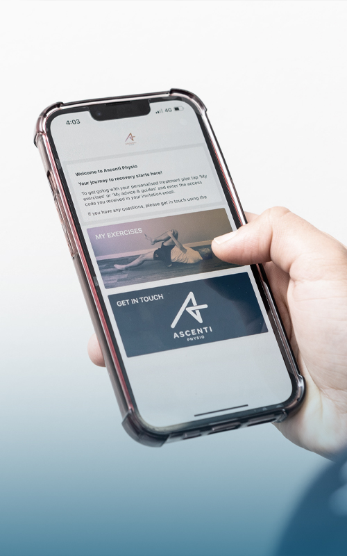 Photograph of person using the Ascenti Physio app