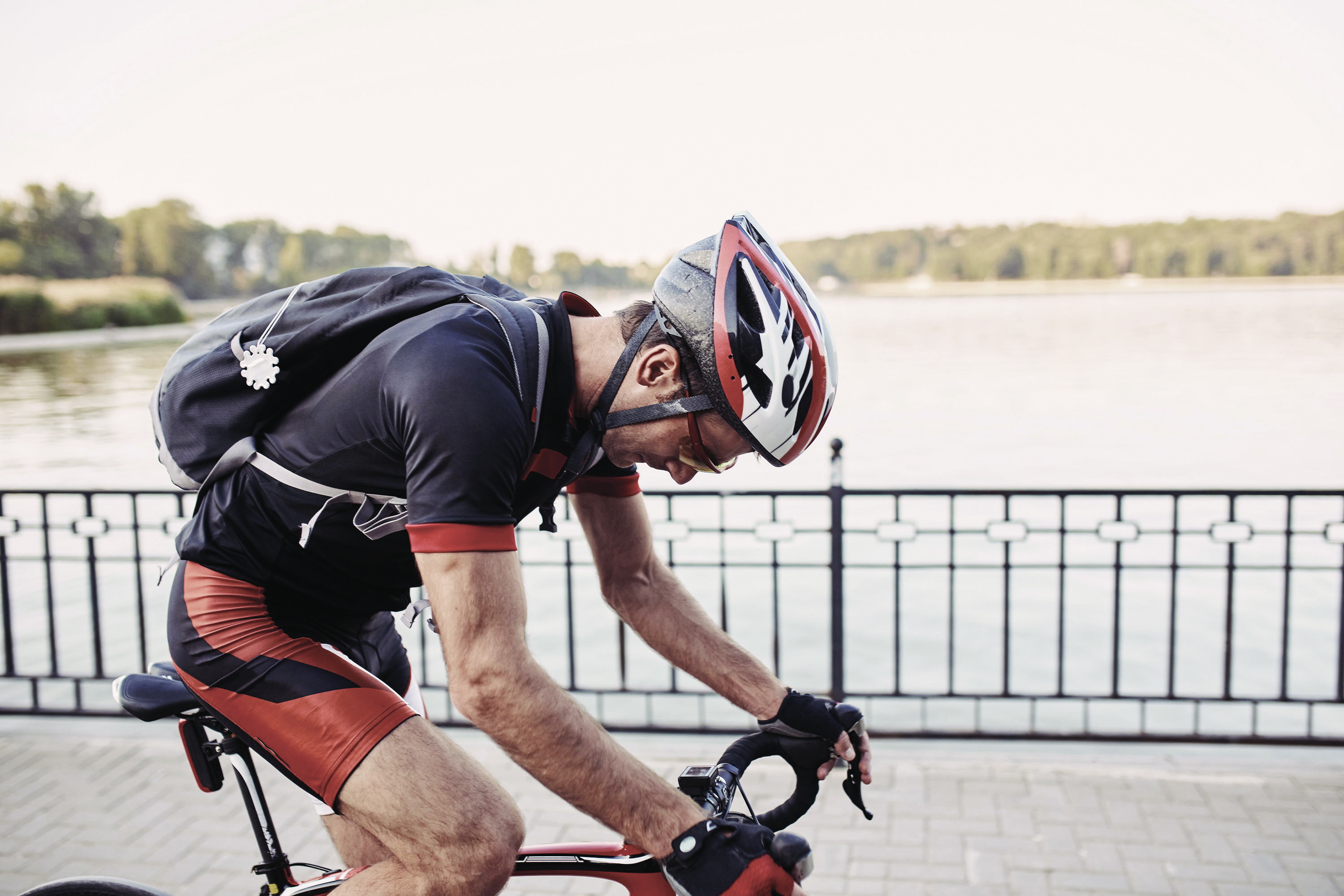 Photograph of man on bike