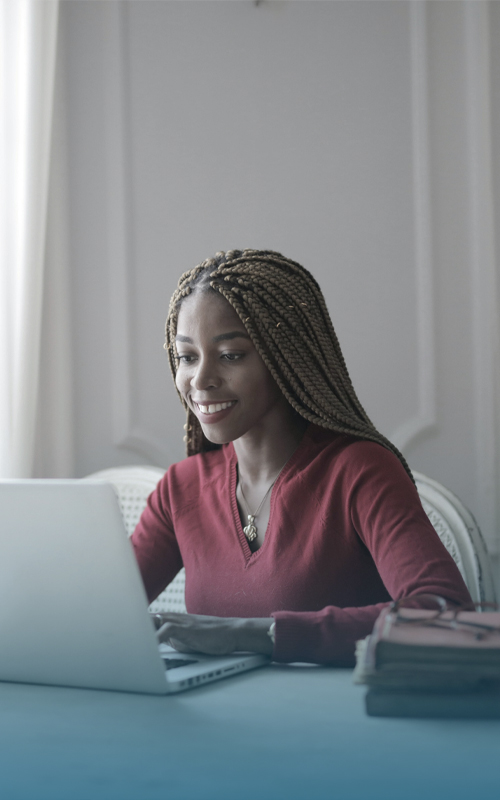 Photograph of female mental health therapist providing online treatment