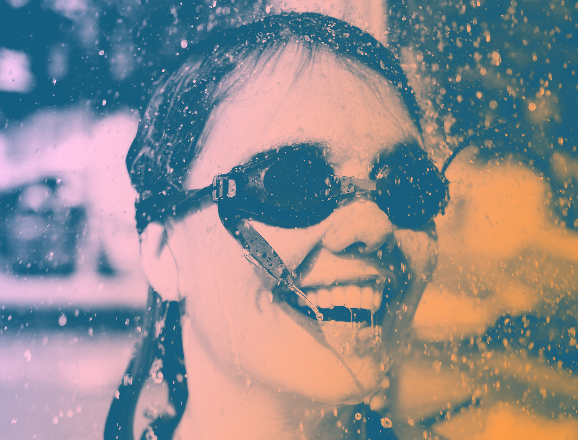 Photograph of female swimmer smiling